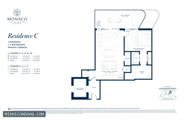 Monaco Yacht Club & Residences floor plan 1 bedroom