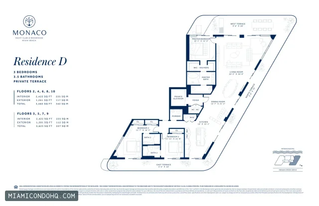 Monaco Yacht Club & Residences floor plan 3 bedrooms