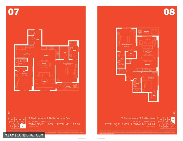 MyBrickell floor plan 2 bedrooms