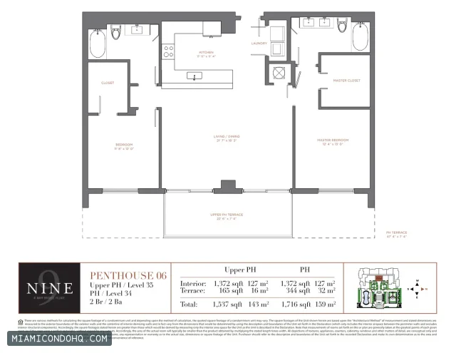 NINE at Mary Brickell Village floor plan Penthouse 06 · 2 bedrooms
