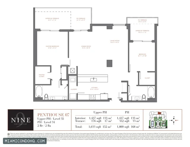 NINE at Mary Brickell Village floor plan Penthouse 07 · 2 bedrooms