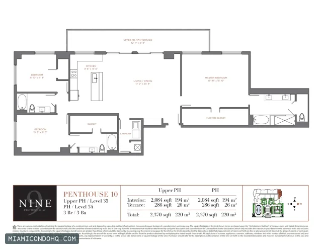 NINE at Mary Brickell Village floor plan Penthouse 10 · 3 bedrooms
