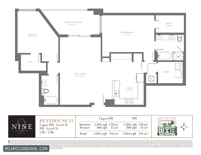 NINE at Mary Brickell Village floor plan Penthouse 11 · 2 bedrooms