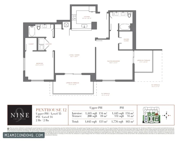 NINE at Mary Brickell Village floor plan Penthouse 12 · 2 bedrooms