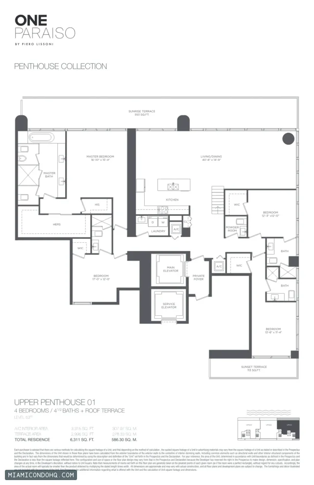One Paraiso floor plan Penthouse 01 · 4 bedrooms