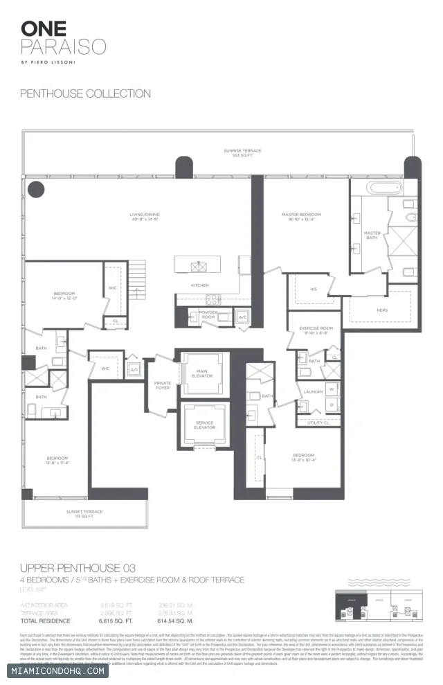 One Paraiso floor plan Penthouse 03 · 4 bedrooms