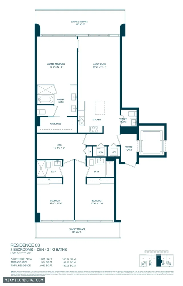 One Paraiso floor plan Residence 03 · 3 bedrooms