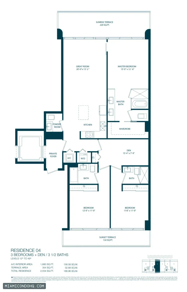 One Paraiso floor plan Residence 04 · 3 bedrooms