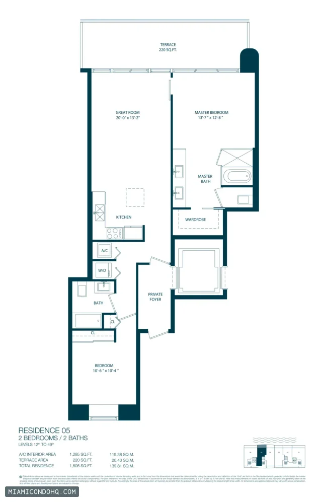 One Paraiso floor plan Residence 05 · 2 bedrooms