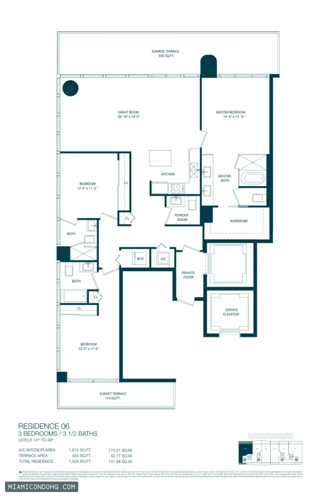One Paraiso floor plan Residence 06 · 3 bedrooms