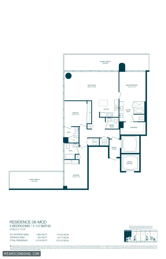 One Paraiso floor plan Residence 06 · 3 bedrooms