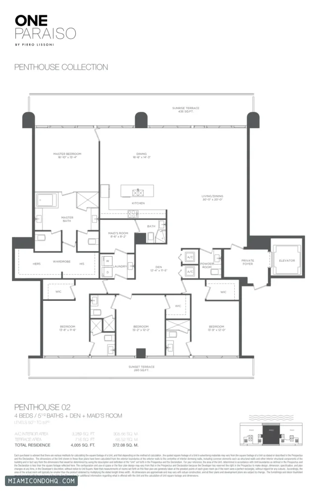 One Paraiso floor plan Penthouse 02 · 4 bedrooms