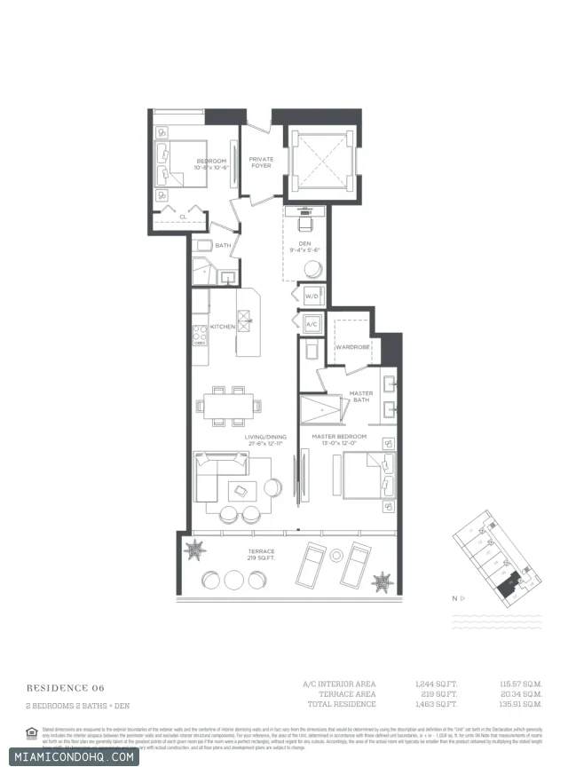 Paraiso Bay floor plan Residence 06 · 2 bedrooms
