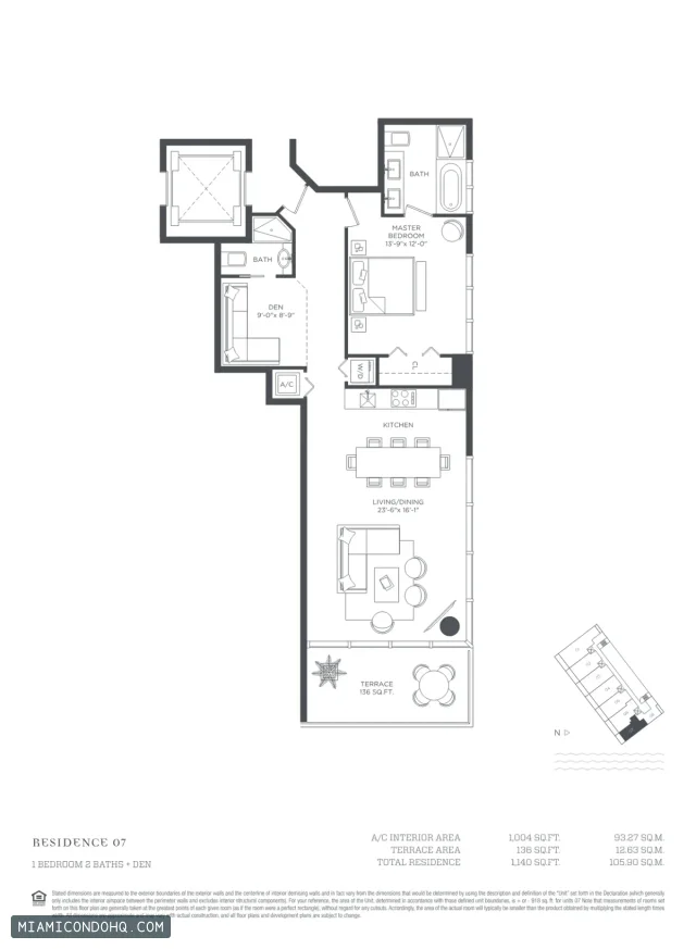 Paraiso Bay floor plan Residence 07 · 1 bedroom