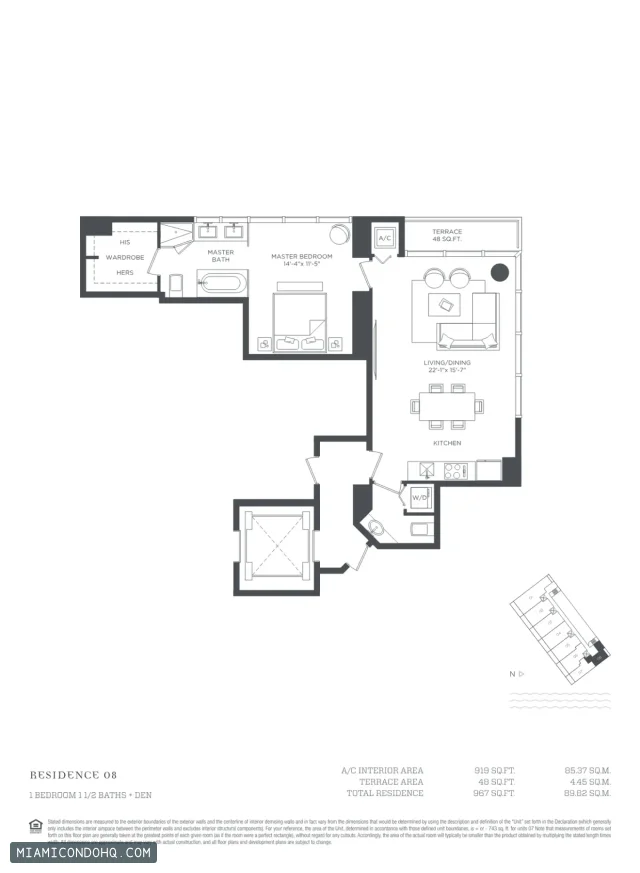 Paraiso Bay floor plan Residence 08 · 1 bedroom