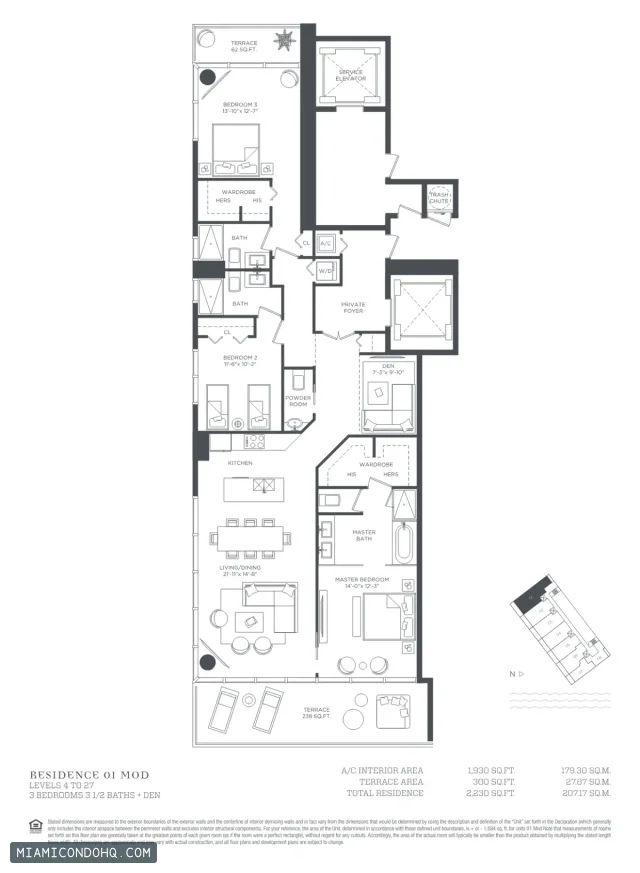 Paraiso Bay floor plan 3 bedrooms