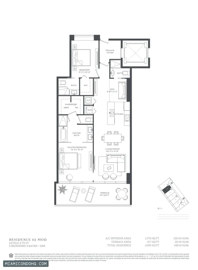Paraiso Bay floor plan 2 bedrooms