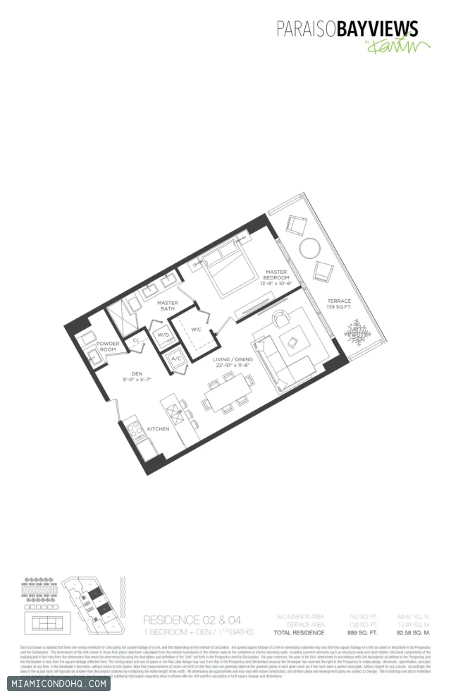 Paraiso Bayviews floor plan Residence 02 · 1 bedroom