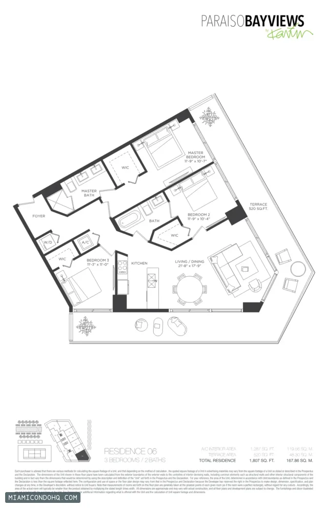 Paraiso Bayviews floor plan Residence 06 · 3 bedrooms