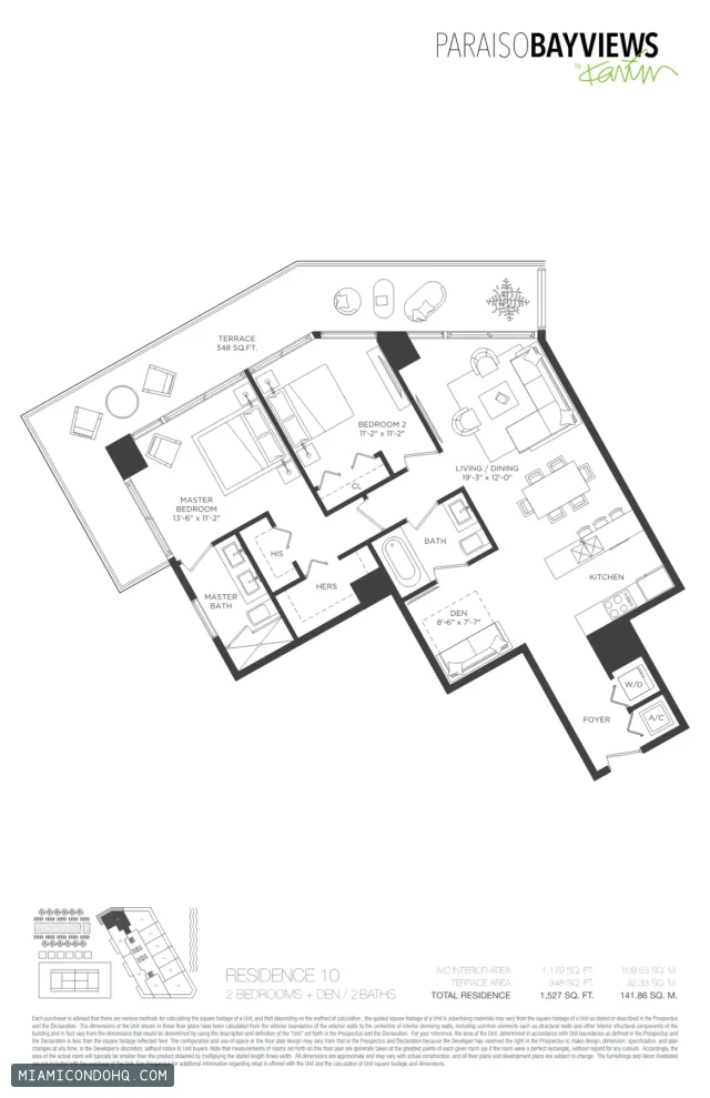 Paraiso Bayviews floor plan Residence 10 · 2 bedrooms
