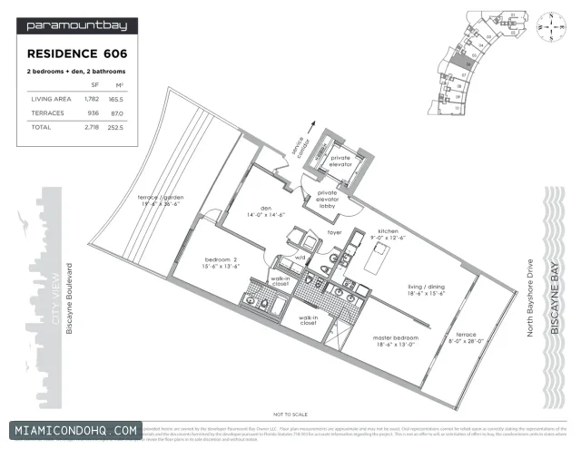 Paramount Bay floor plan Residence 606 · 2 bedrooms