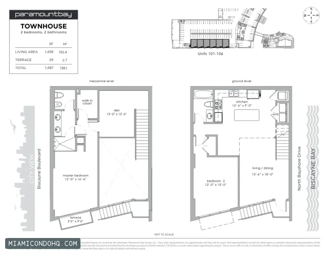 Paramount Bay floor plan 2 bedrooms