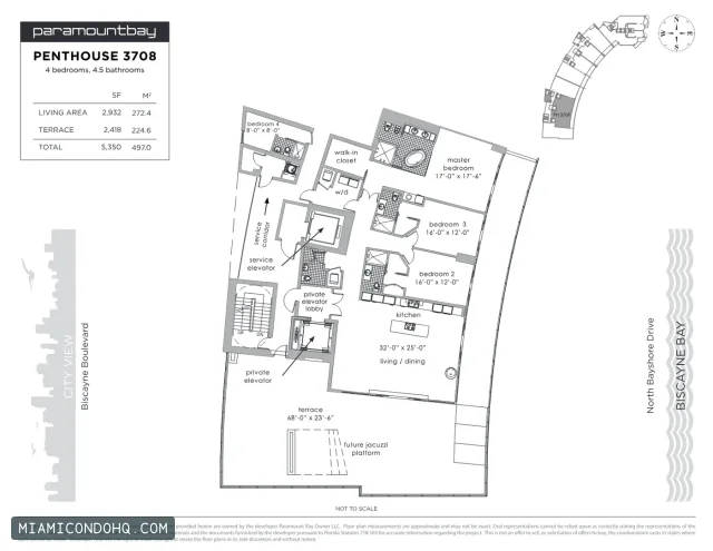 Paramount Bay floor plan Penthouse 3708 · 4 bedrooms