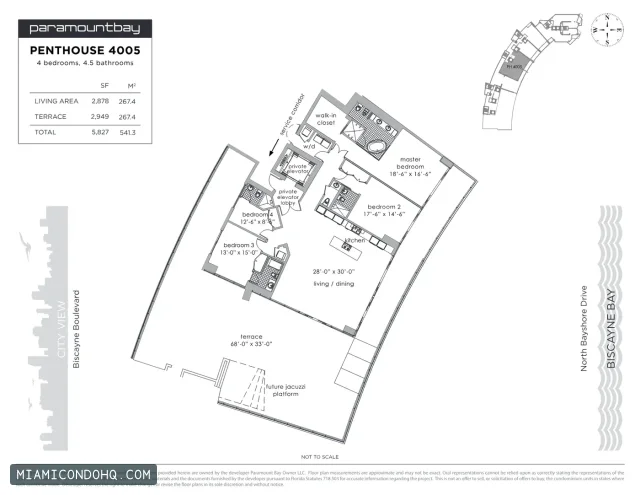 Paramount Bay floor plan Penthouse 4005 · 4 bedrooms