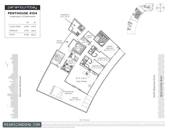 Paramount Bay floor plan Penthouse 4104 · 4 bedrooms