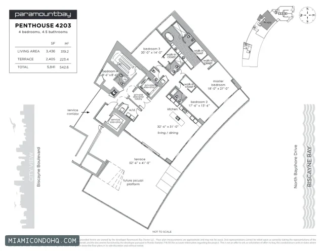 Paramount Bay floor plan Penthouse 4203 · 4 bedrooms