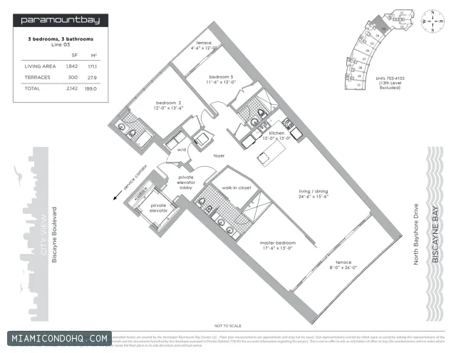 Paramount Bay floor plan 3 bedrooms
