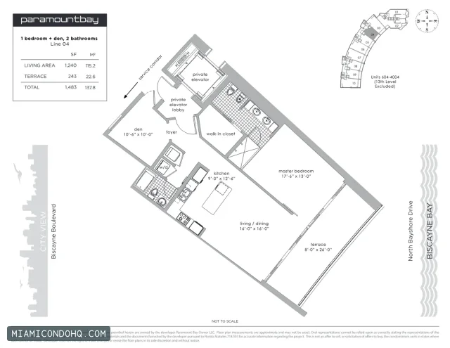 Paramount Bay floor plan 1 bedroom