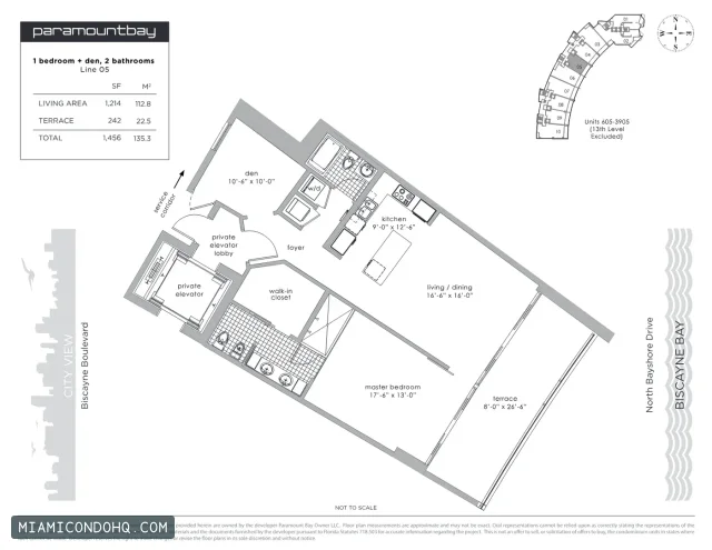 Paramount Bay floor plan 1 bedroom