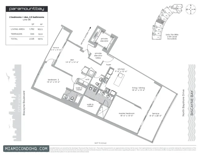 Paramount Bay floor plan 2 bedrooms