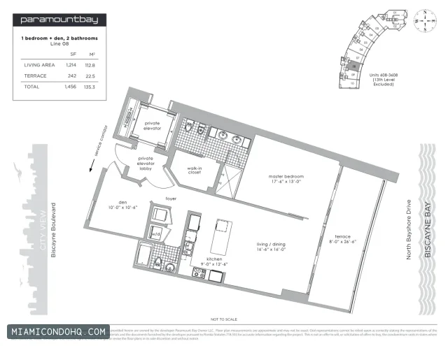Paramount Bay floor plan 1 bedroom