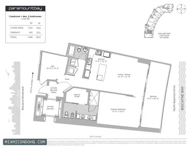 Paramount Bay floor plan 1 bedroom