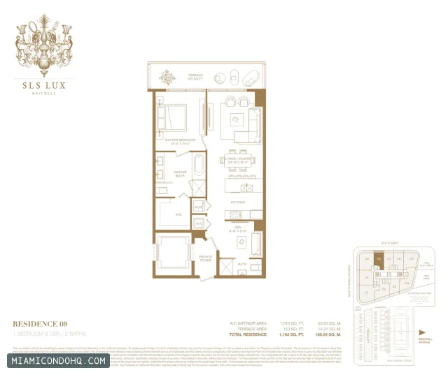 SLS Lux floor plan Residence 08 · 1 bedroom