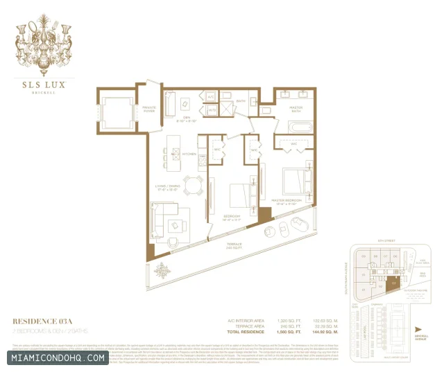 SLS Lux floor plan Residence 03A · 2 bedrooms
