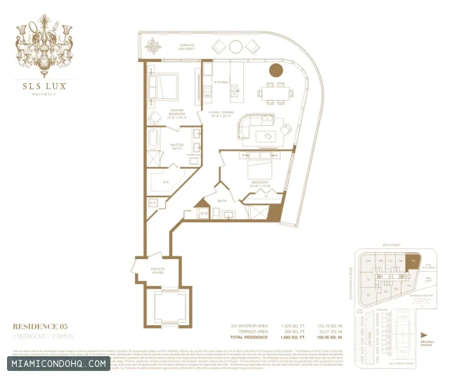 SLS Lux floor plan Residence 05 · 2 bedrooms