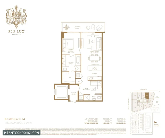 SLS Lux floor plan Residence 06 · 1 bedroom