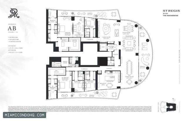 The St. Regis Residences Miami (Brickell) floor plan 5 bedrooms