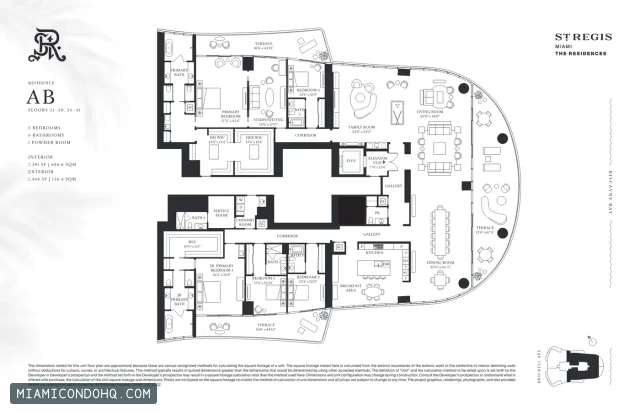 The St. Regis Residences Miami (Brickell) floor plan 5 bedrooms