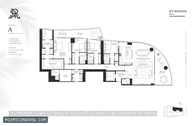 The St. Regis Residences Miami (Brickell) floor plan 4 bedrooms