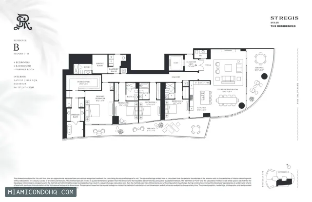 The St. Regis Residences Miami (Brickell) floor plan 4 bedrooms