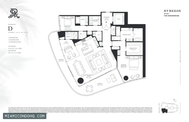 The St. Regis Residences Miami (Brickell) floor plan 2 bedrooms