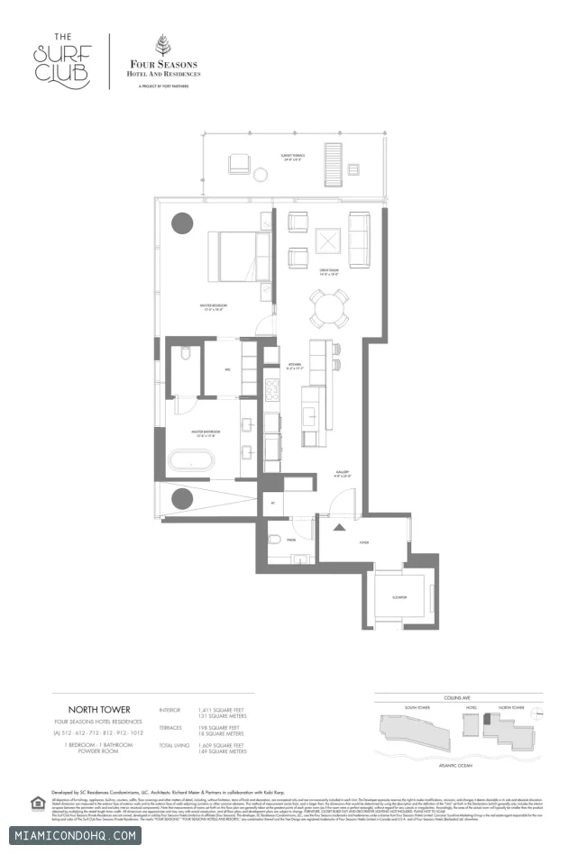 The Residences at The Surf Club (Four Seasons) floor plan