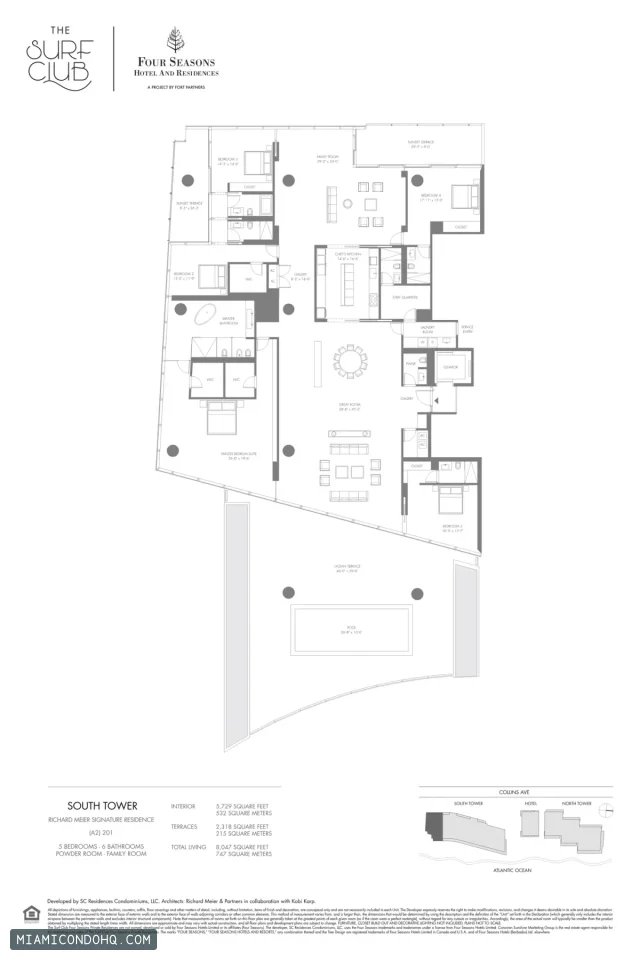 The Residences at The Surf Club (Four Seasons) floor plan 5 bedrooms