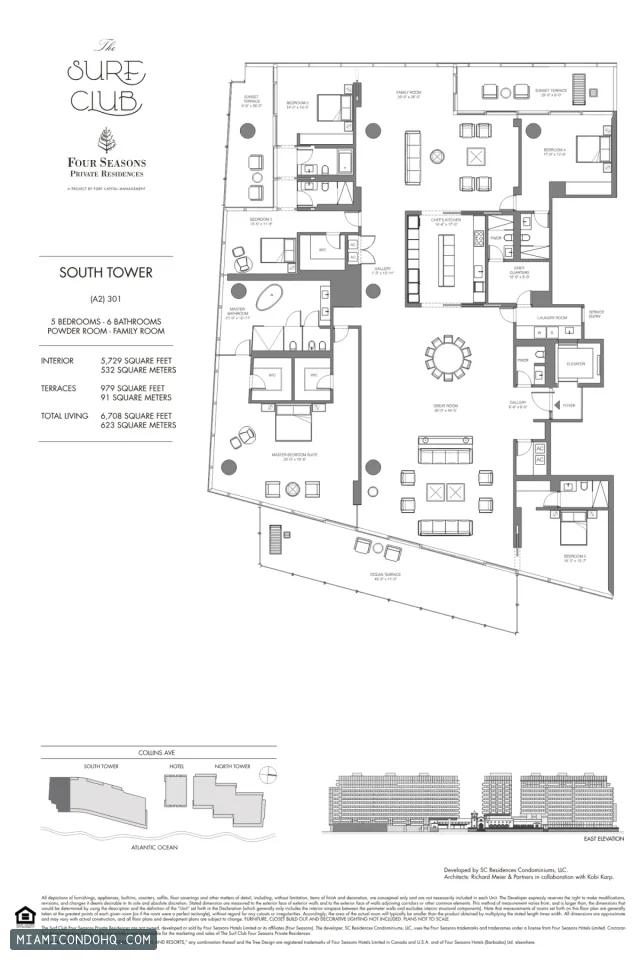 The Residences at The Surf Club (Four Seasons) floor plan 5 bedrooms
