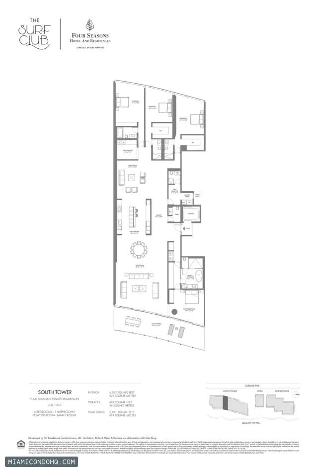 The Residences at The Surf Club (Four Seasons) floor plan 4 bedrooms