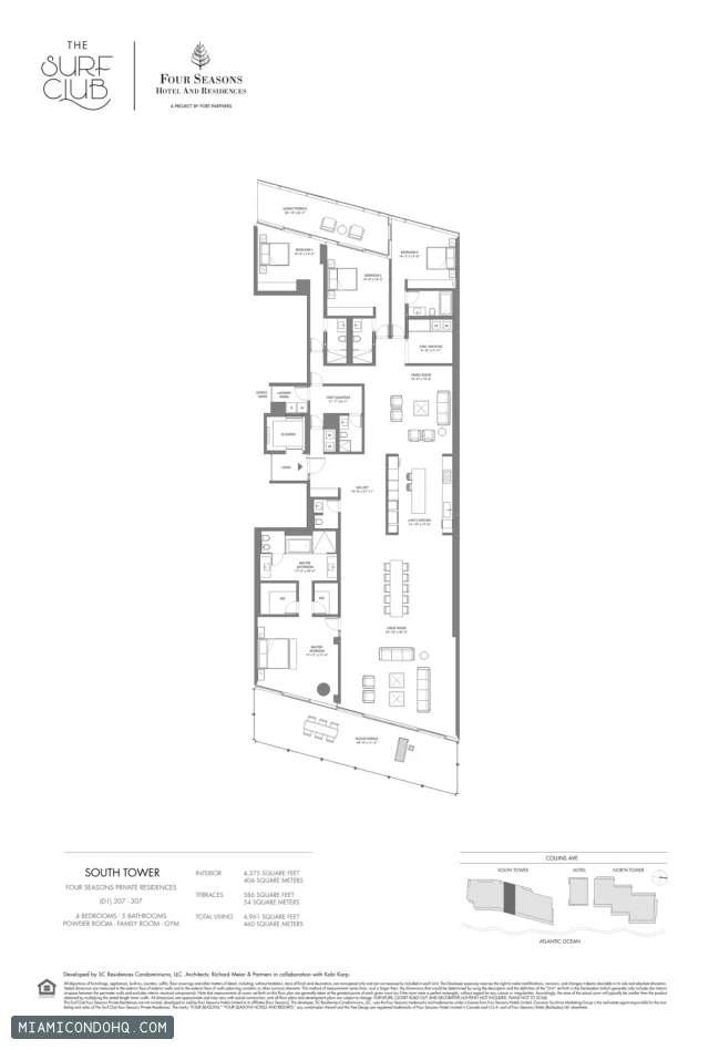 The Residences at The Surf Club (Four Seasons) floor plan 4 bedrooms
